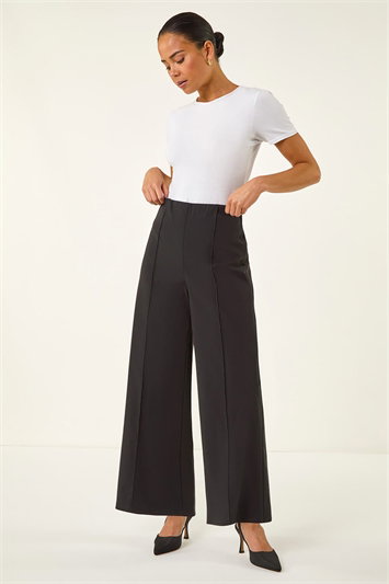 Petite Pintuck Wide Leg Stretch Trouser 18117708