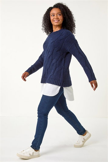 Petite Cable Knit Mock Shirt Jumper 16121960
