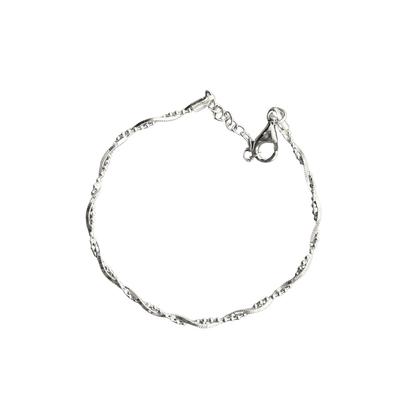 Metallic Bead Chain Twisted Sterling Silver Bracelet