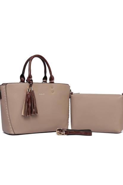 Cream Twin Handle Shoulder Bag