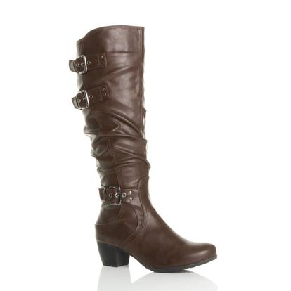 Low Cuban Heel Ruched Slouch Calf Boots M000033680