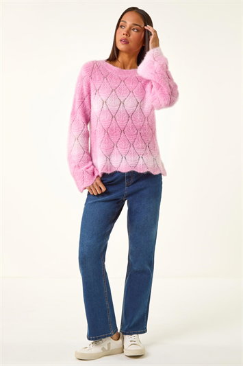Petite Space Dye Pointelle Knit Jumper 16306972