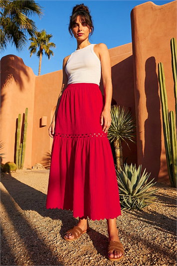 Dusk Scallop Trim Midi Skirt 17078578