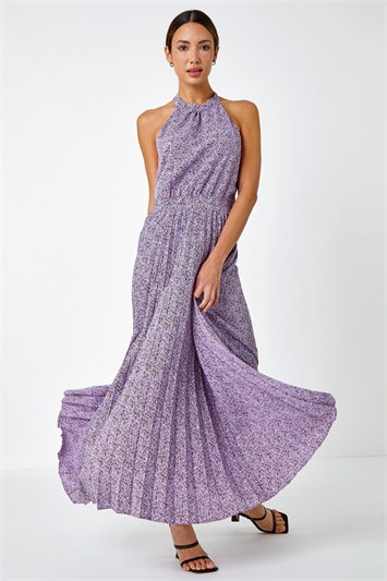 Animal Print Halter Neck Chiffon Maxi Dress 14410248
