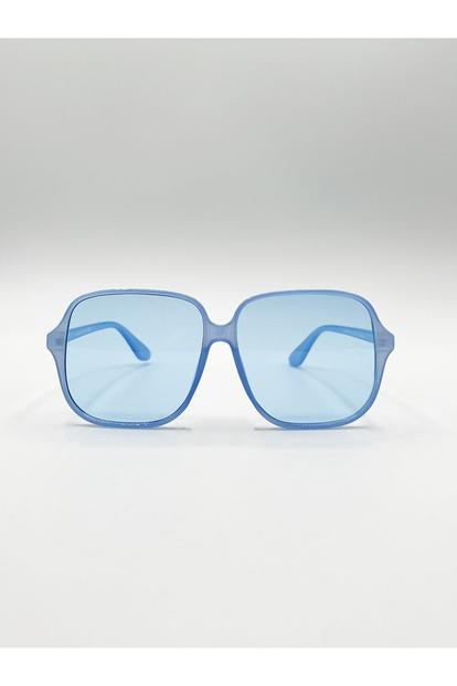 Blue Oversized Lightweight Square Frame Sunglasses In Blue