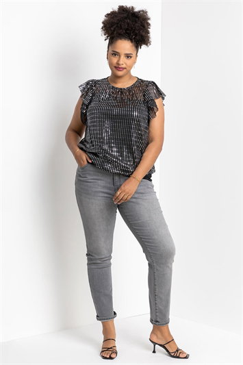 Curve Frill Plisse Blouson Top 19122385