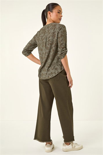 Petite Burnout Print Button Shirt 19466540