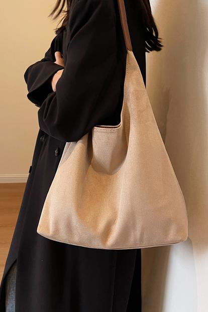 Black 'Alina' Faux Suede Women's Slouchy Shoulder Bag