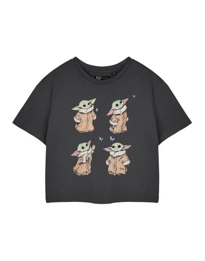 Grey Star Wars Cute Cropped Short Sleeved T-Shirt