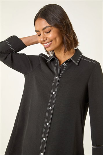 Black Contrast Stitch Shirt