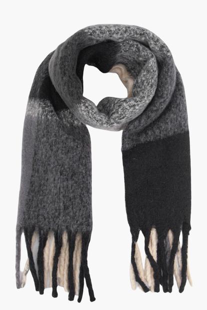 Pink Colour Block Tassel Heavyweight Winter Scarf