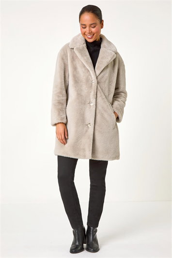 Petite Longline Faux Fur Coat 12032788