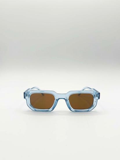 Blue Chunky Retro Square Sunglasses