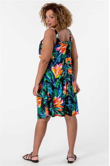 Curve Tropical Print Strappy Dress 14144764