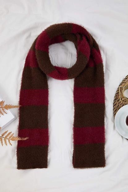 Multi Colour Block Stripe Brushed Knit Soft Winter Scarf