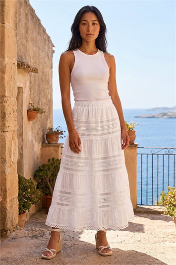 Petite Lace Trim Maxi Skirt 17075994
