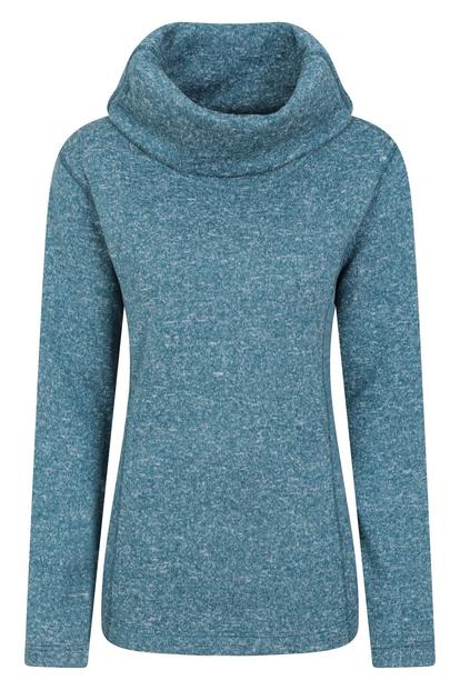 Blue Cowl Neck Fleece Top