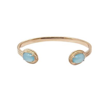 Metallic 18Ct Gold Plated Blue Agate Bangle