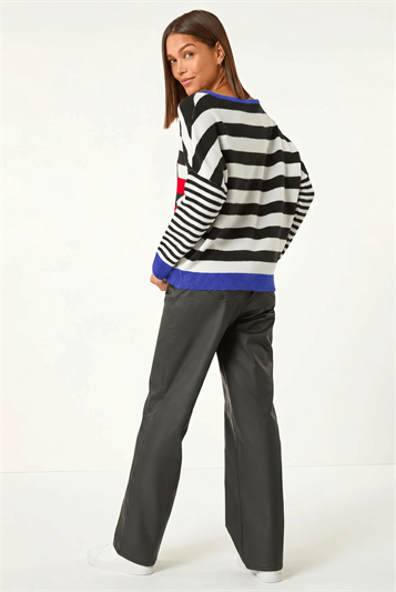 Black Star Striped Colour Block Knit Jumper