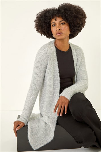 Metallic Metallic Longline Knit Cardigan