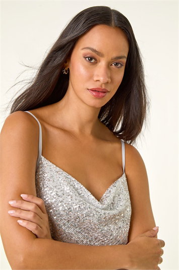 Dusk Cowl Neck Sequin Cami Top 19318985