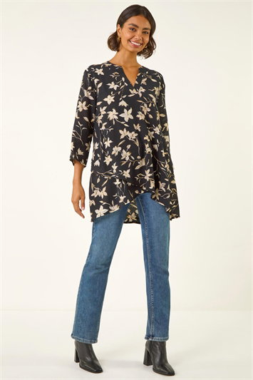 Floral Wrap Hem Tunic Top 20248508