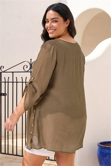 Curve Buttoned Side Asymmetric Top 20243340