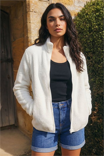 White Soft Sherpa Fleece Jacket
