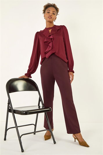Red Straight Leg Ponte Trouser