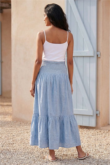 Shirred Tiered A-Line Skirt 17057609