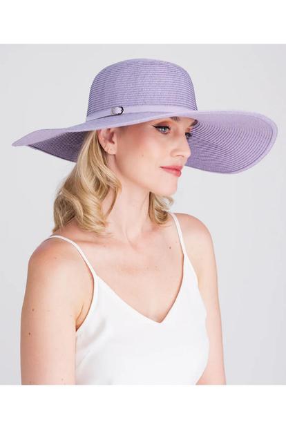 Purple Porto - Wide Brim Straw Floppy Hat - Plum