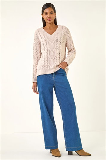 V-Neck Cable Knit Jumper 16302688