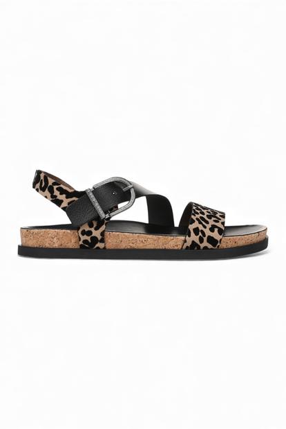 Brown Womens "Lance" Footbed Strappy Flat Sandals