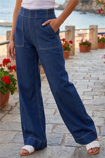Cotton Stretch Wide Leg Jean 18100137