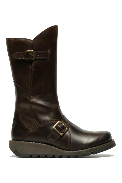 Brown Womens Mid-Calf Platform Boots-Mes2913