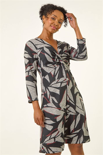 Petite Floral Print Twist Front Dress 14818408