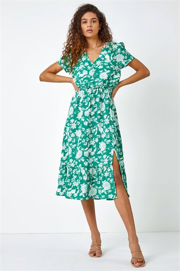 Floral Button Down Midi Dress 14347534