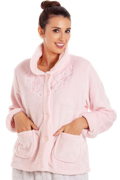 Pink Classic Button Bed Jacket