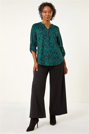 Petite Floral Button Detail Top 19345534
