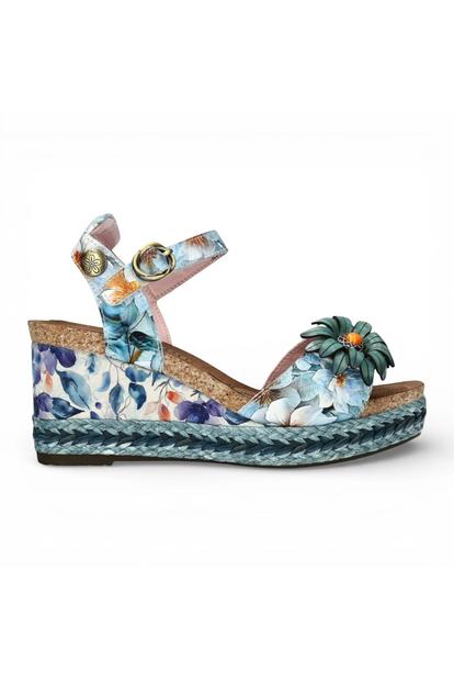 Blue Womens Durable Wedge Sandals-Facyo-75