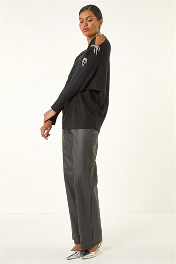 Bow Sleeve V-Neck Knit Jumper 16226208