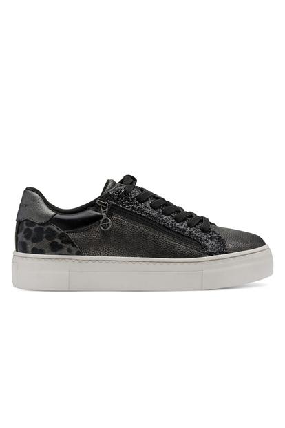 Metallic Tamaris Womens Pewter Silver Lace Sneak