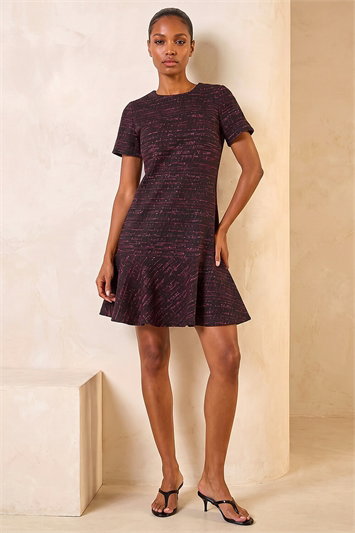 Textured Frill Hem Short Dress 14798578
