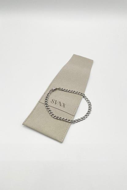 Metallic Cuban Bracelet In Silver 5Mm