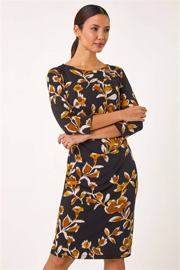 Abstract Side Ruched Stretch Dress 14654596