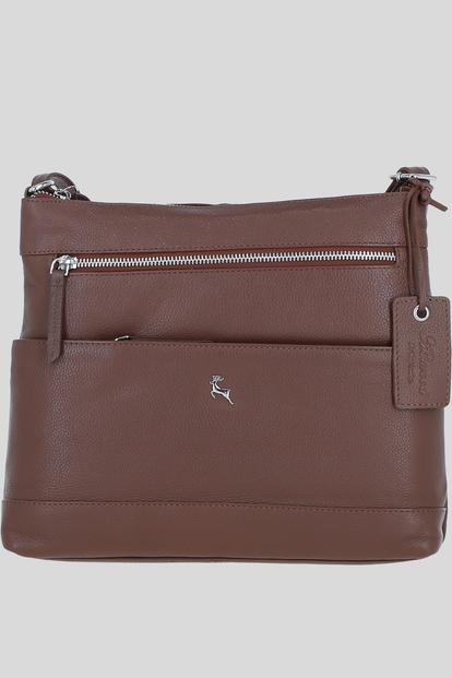 Pink 'Derby' Stylish Real Leather Shoulder Bag