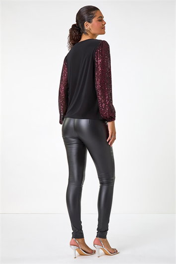 Sequin Sleeve Stretch Top 19314951