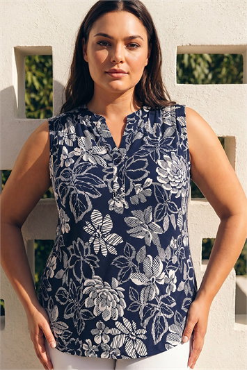 Curve Floral Puff Print Stretch Vest 19488360