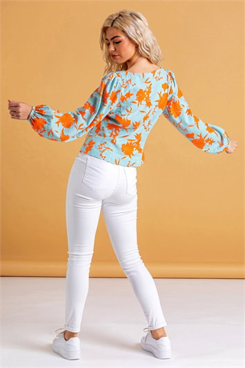 Button Up Floral Print Blouse 10013964