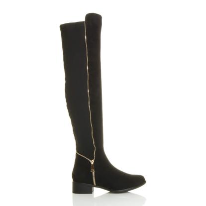 Elastic Gold Zip Over The Knee Boots M000031199
